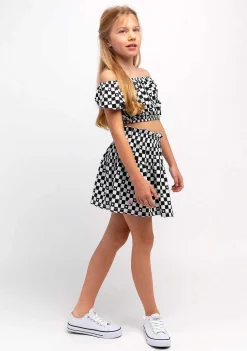 Roupas De Menina-Conguitos Saia Xadrez Preta De Menina