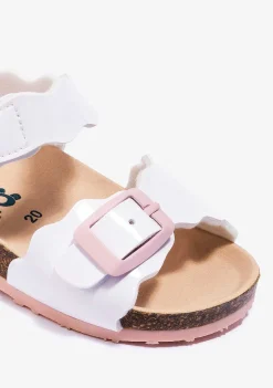 Sapatos De Bebé-Conguitos Sandálias Bio Brancas Para Bebé Pele Envernizada