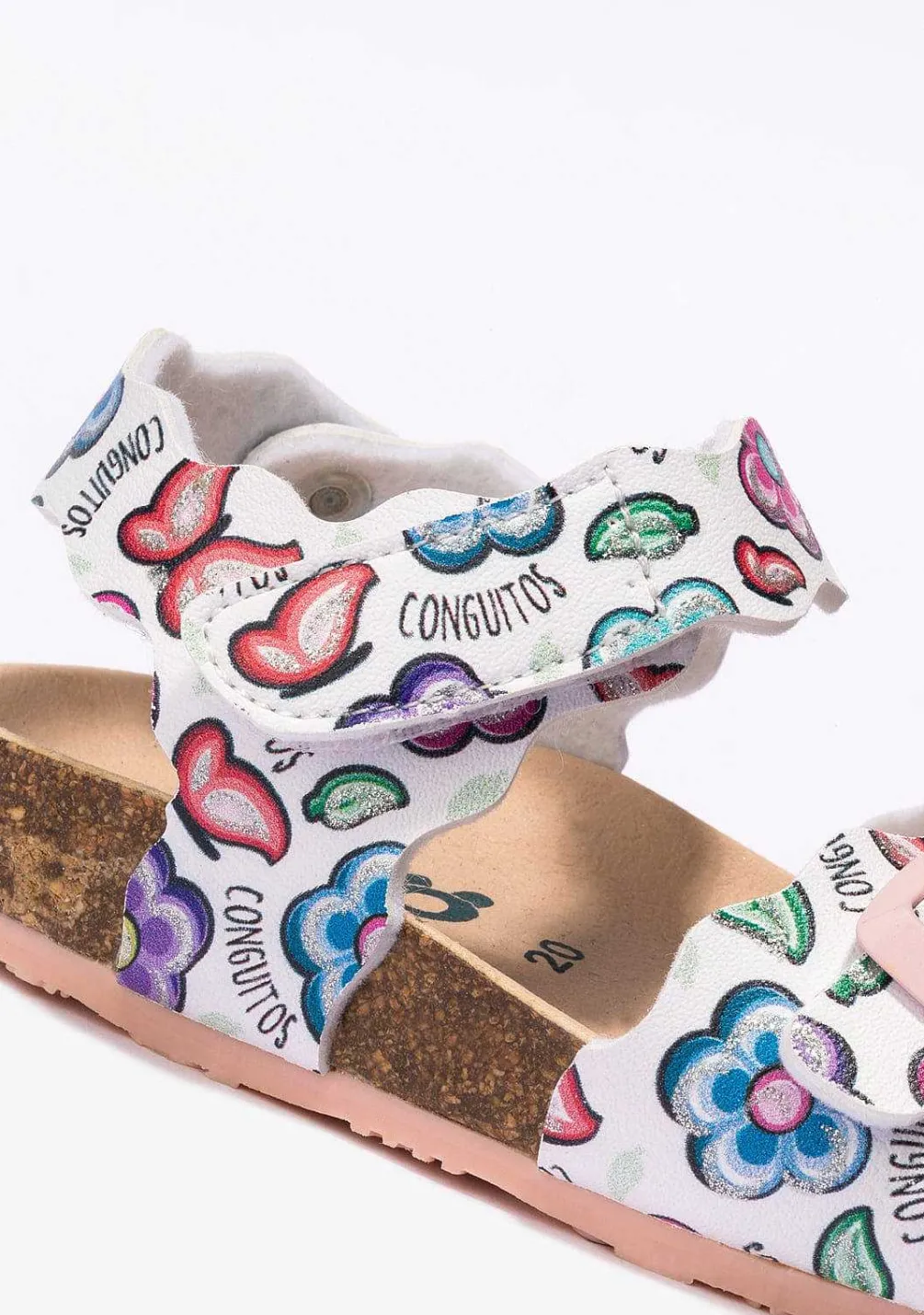 Sapatos De Bebé-Conguitos Sandálias Bio Flores Brancas Para Bebé