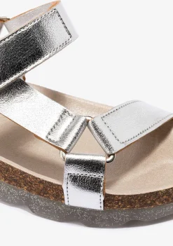 Sapatos De Menina-Conguitos Sandálias Bio Prata De Menina Metalizadas P&B