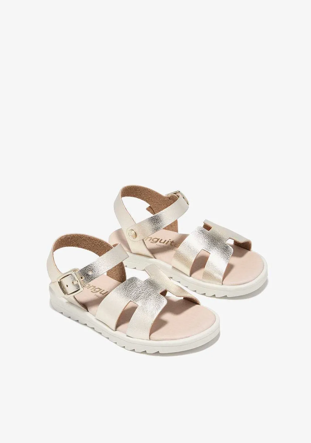 Sapatos De Menina-Conguitos Sandálias Com Fivela Metalizada Dourada