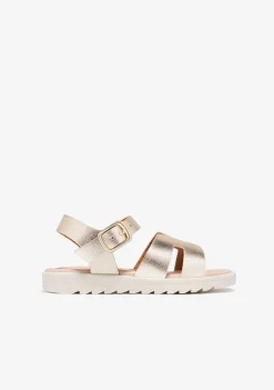 Sapatos De Menina-Conguitos Sandálias Com Fivela Metalizada Dourada