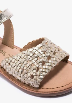 Sandálias-Conguitos Sandálias De Menina Com Textura De Fivela Dourada Napa