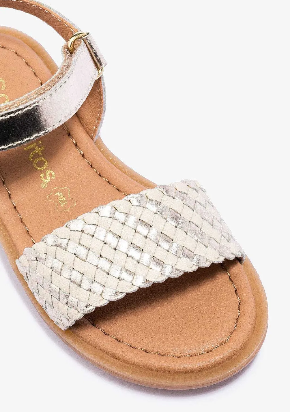 Sapatos De Menina-Conguitos Sandálias Menina Douradas Bege Napa