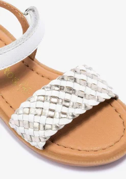 Sapatos De Menina-Conguitos Sandálias Menina Ouro Branco Napa