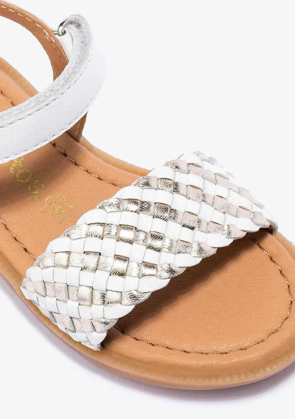 Sapatos De Menina-Conguitos Sandálias Menina Ouro Branco Napa