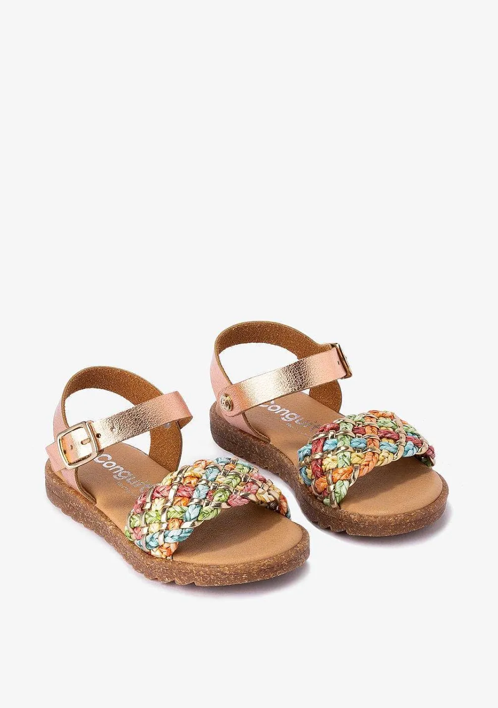 Sapatos De Menina-Conguitos Sandálias Metalizadas Com Fivela Multicor De Menina