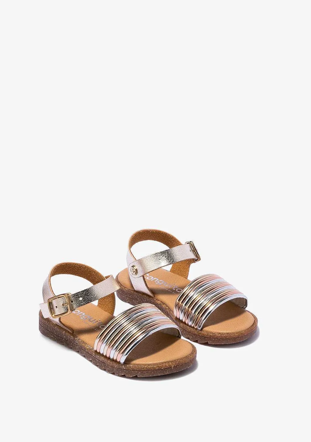 Sapatos De Menina-Conguitos Sandálias Metalizadas Multicor Platina De Menina