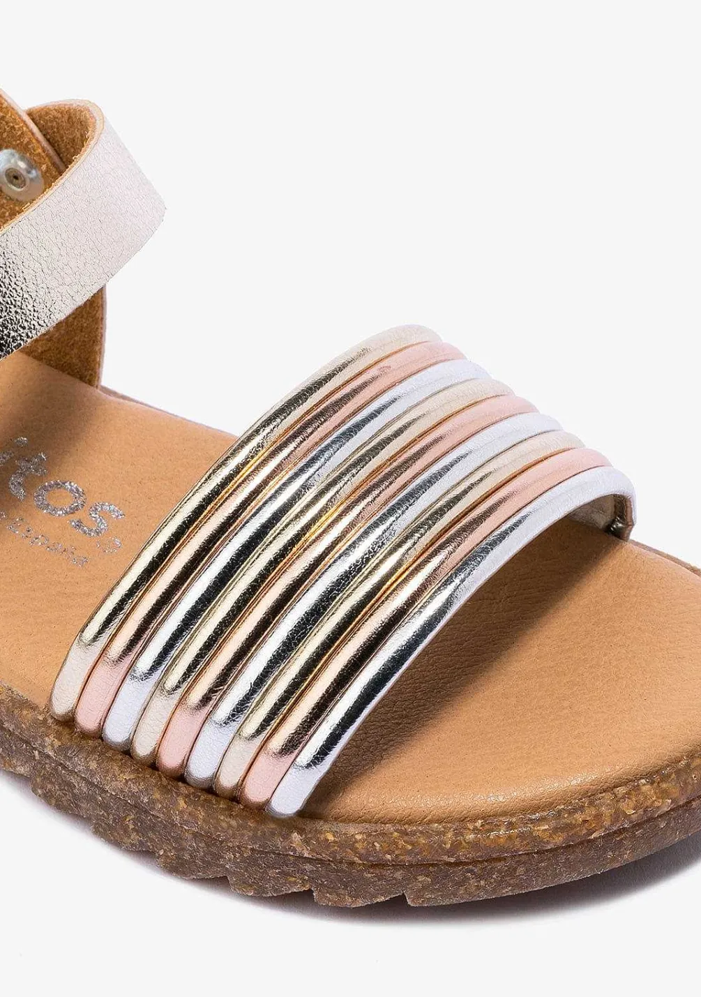 Sapatos De Menina-Conguitos Sandálias Metalizadas Multicor Platina De Menina