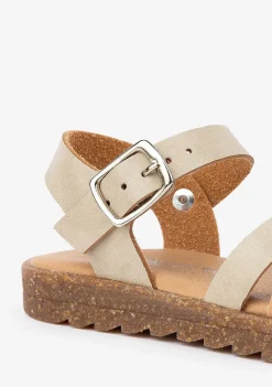 Sandálias-Conguitos Sandálias Multicoloridas Com Tiras Taupe Para Menina Em Couro