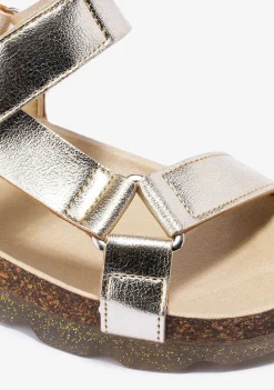 Sapatos De Menina-Conguitos Sandálias Platinum Bio De Menina Metalizadas P&B