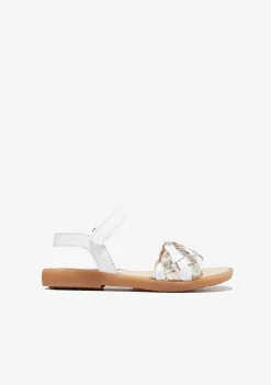 Sapatos De Menina-Conguitos Sandálias Trancadas Em Ouro Branco