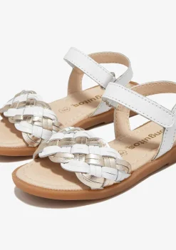 Sapatos De Menina-Conguitos Sandálias Trancadas Em Ouro Branco