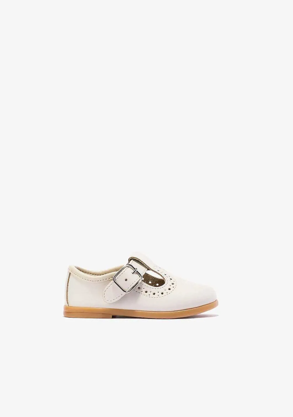 Sapatos De Cerimónia-Conguitos Sapatos Bebé Com Fivela Bege Napa