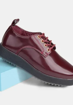 Sapatos De Menina-Conguitos Sapatos Blucher Vinho De Menina
