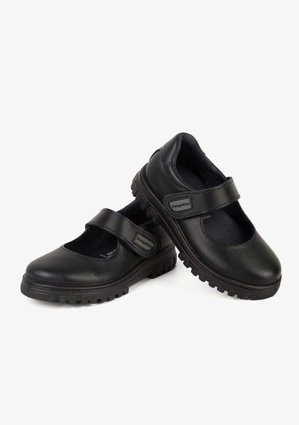 Calçados Escolares-Conguitos Sapatos Escolares De Couro Lavaveis Com Sola Azul Marinho Para Meninas