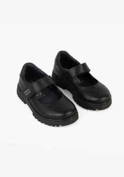 Calçados Escolares-Conguitos Sapatos Escolares De Couro Lavaveis Com Sola Azul Marinho Para Meninas