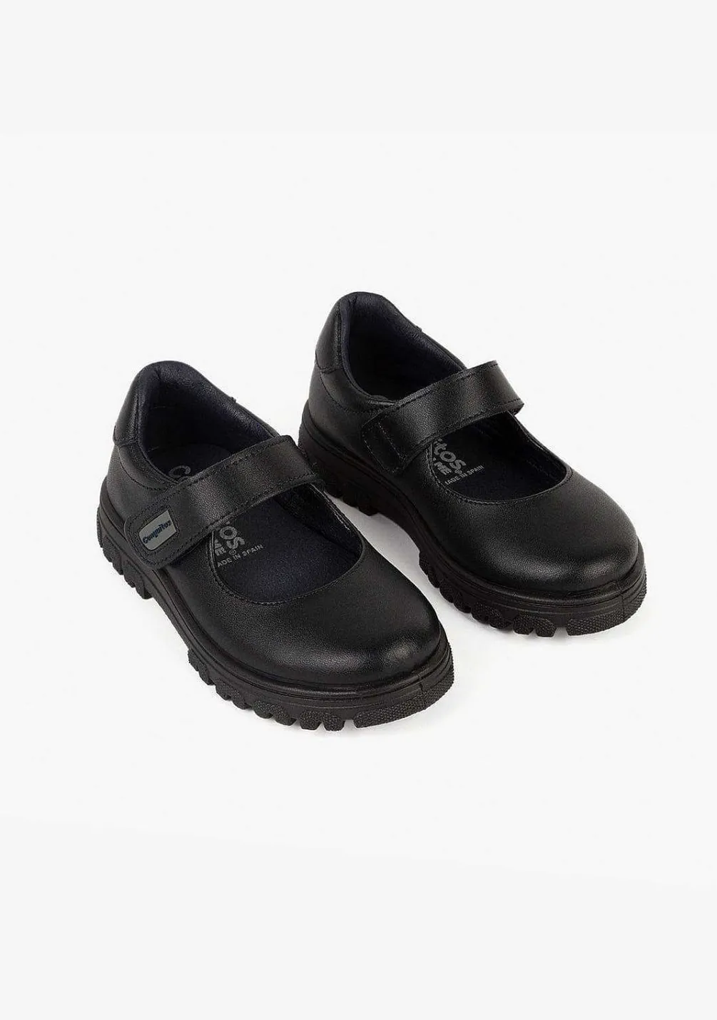 Calçados Escolares-Conguitos Sapatos Escolares De Couro Lavaveis Com Sola Azul Marinho Para Meninas
