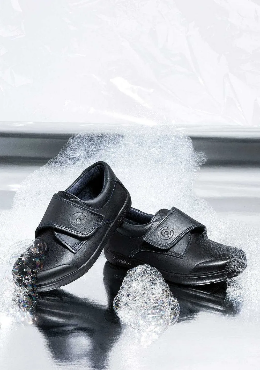 Calçados Escolares-Conguitos Sapatos Escolares De Couro Lavavel Azul Marinho Para Menino