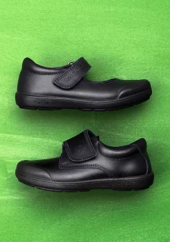 Calçados Escolares-Conguitos Sapatos Escolares De Couro Lavavel Azul Marinho Para Menino