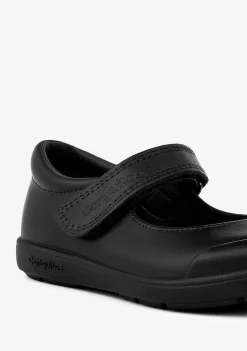 Calçados Escolares-Conguitos Sapatos Escolares De Couro Preto Lavavel Para Menina