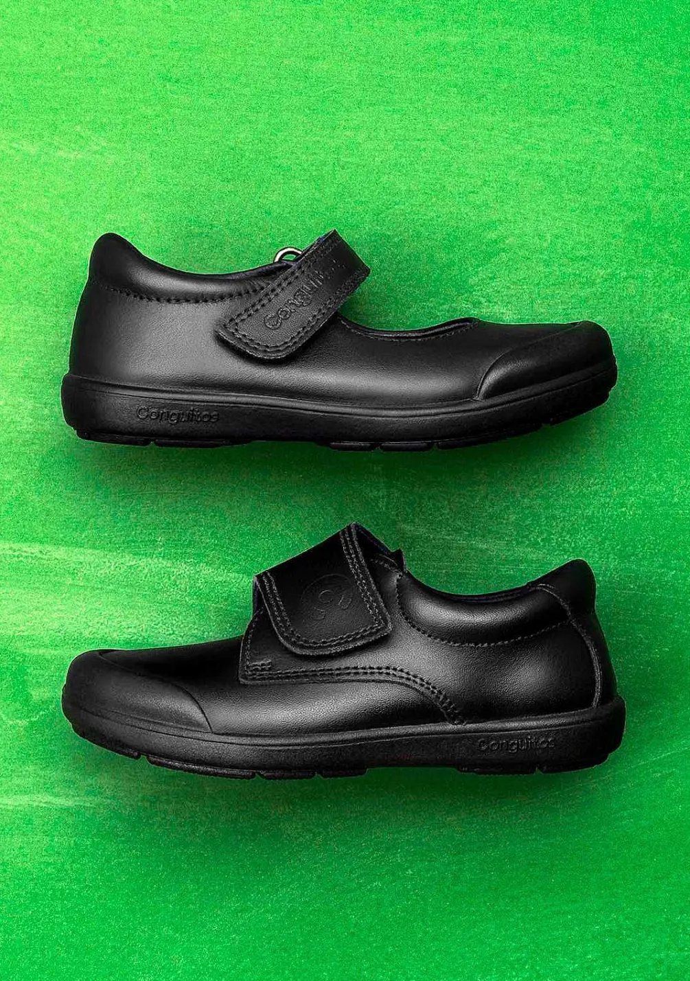 Calçados Escolares-Conguitos Sapatos Escolares De Couro Preto Lavavel Para Menina
