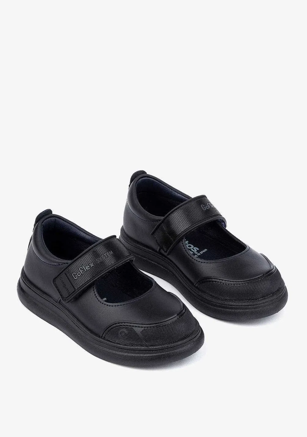 Sapatos De Menina-Conguitos Sapatos Escolares Femininos De Couro Lavavel Goflex Azul Marinho
