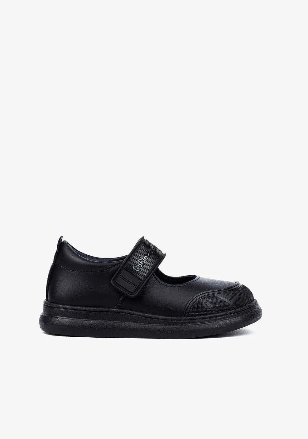 Sapatos De Menina-Conguitos Sapatos Escolares Femininos De Couro Lavavel Goflex Azul Marinho