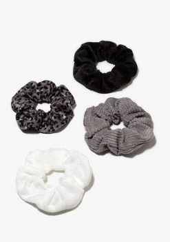 Todos Os Acessórios-Conguitos Scrunchies De Conjunto De Pele Preta