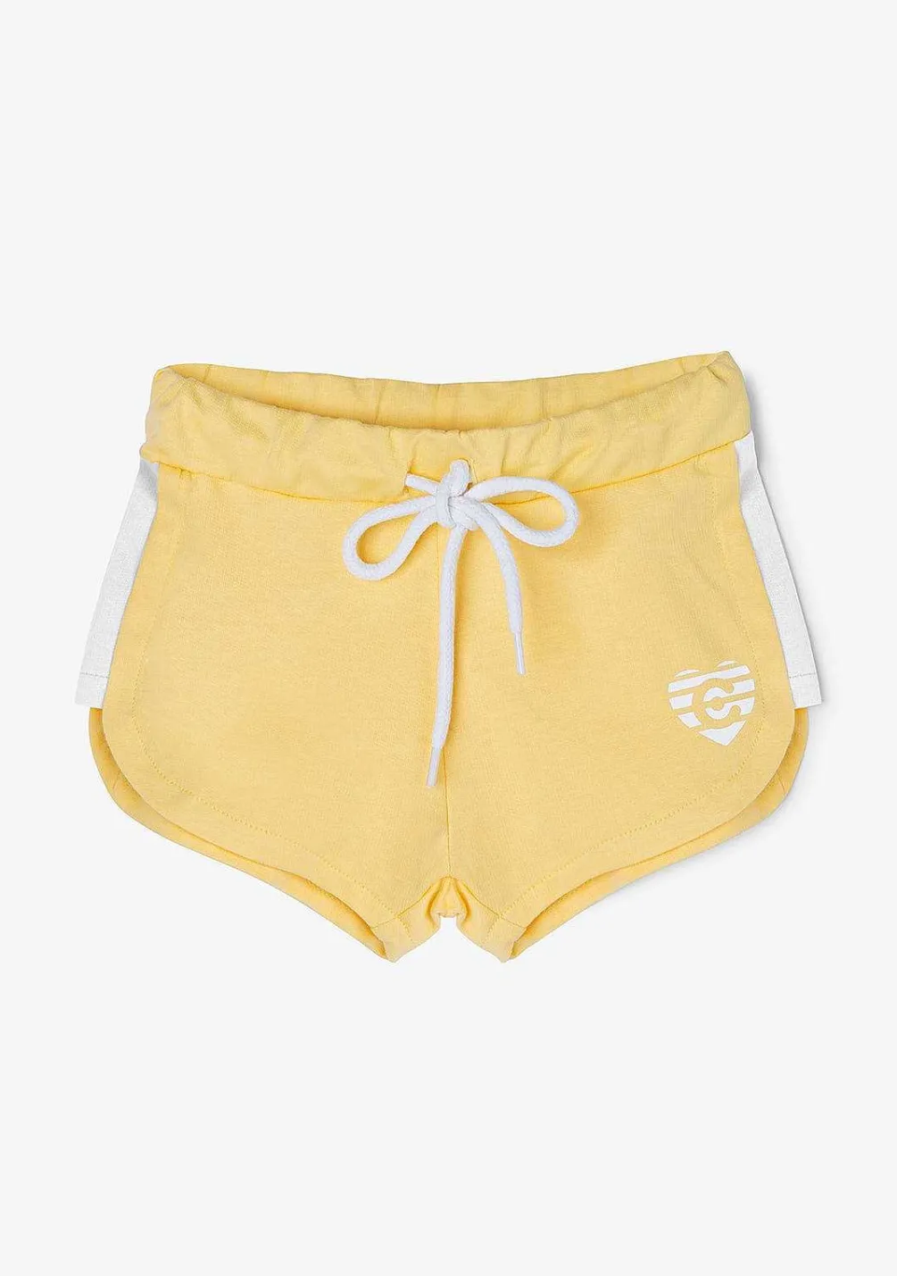 Roupas De Menina-Conguitos Shorts Atleticos Lisos Com Coracao Amarelo Para Menina