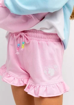 Roupas De Menina-Conguitos Shorts De Corrida De Pelucia Unicornio Rosa Para Menina