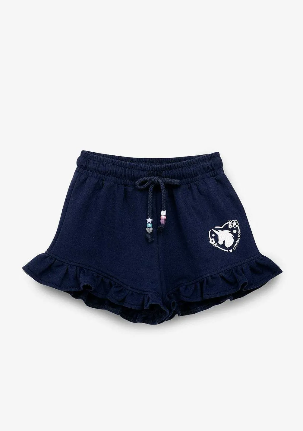 Roupas De Menina-Conguitos Shorts De Corrida De Pelucia Unicornio Marinho Feminino