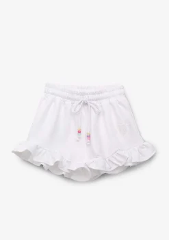 Roupas De Menina-Conguitos Shorts De Corrida De Pelucia Unicornio Branco Para Menina
