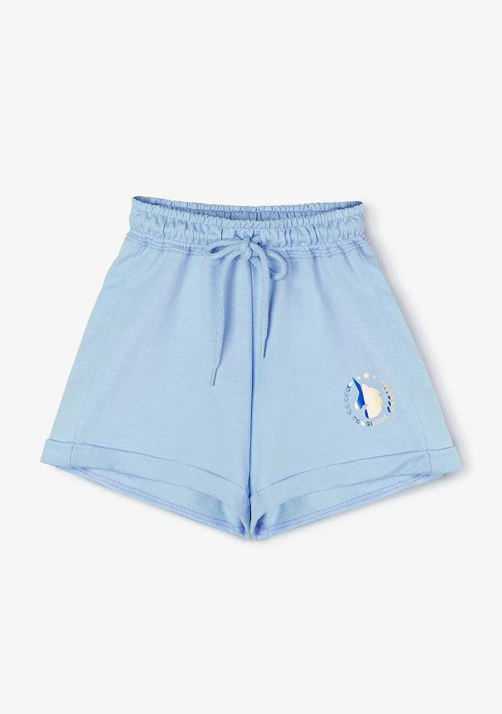 Roupas De Menina-Conguitos Shorts De Corrida Simples De Pelucia Unicornio Azulado Para Menina