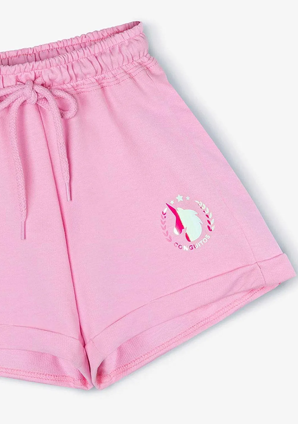 Roupas De Menina-Conguitos Shorts De Corrida Simples De Pelucia Unicornio Rosa Feminino