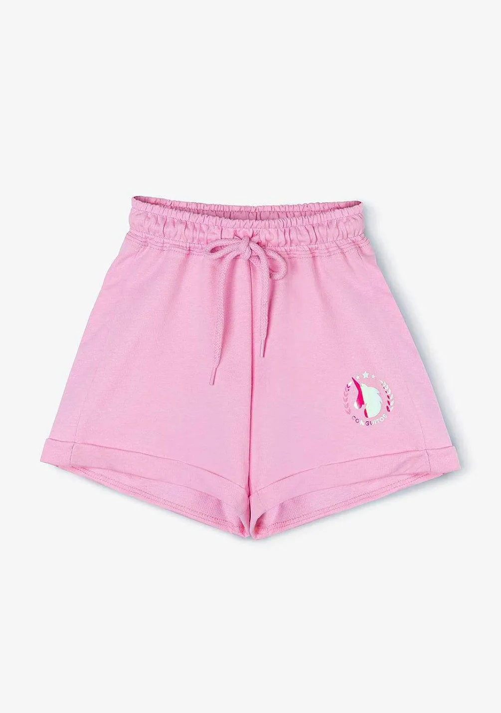 Roupas De Menina-Conguitos Shorts De Corrida Simples De Pelucia Unicornio Rosa Feminino