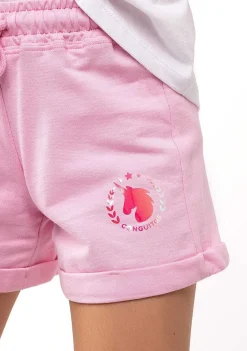 Roupas De Menina-Conguitos Shorts De Corrida Simples De Pelucia Unicornio Rosa Feminino