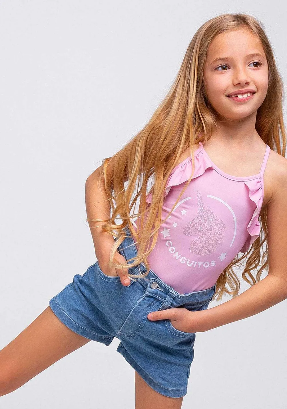 Roupas De Menina-Conguitos Shorts Jeans Femininos