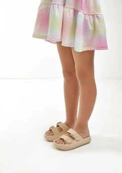 Sapatos De Menina-Conguitos Slides De Fivela Dupla Bege