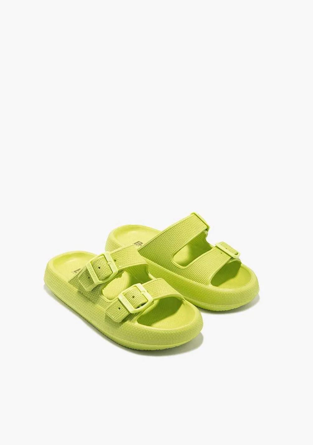 Sapatos De Menina-Conguitos Slides De Fivela Dupla Limao