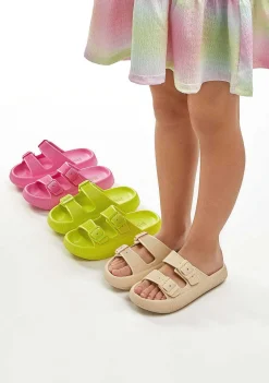 Sapatos De Menina-Conguitos Slides De Fivela Dupla Limao