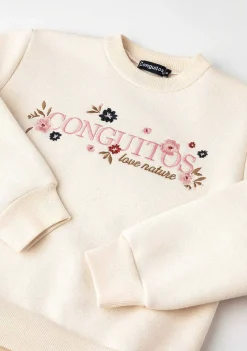 Moletons-Conguitos Sweatshirt Bege Flores Menina