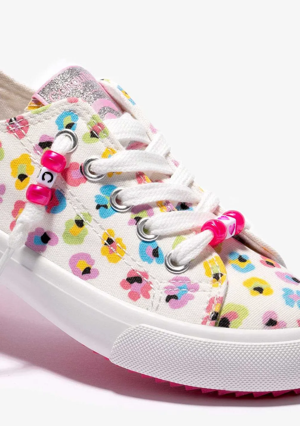 Tênis Casuais-Conguitos Tênis Branco De Lona Floral