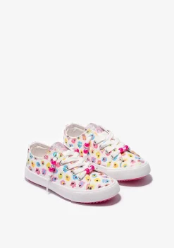 Tênis Casuais-Conguitos Tênis Branco De Lona Floral