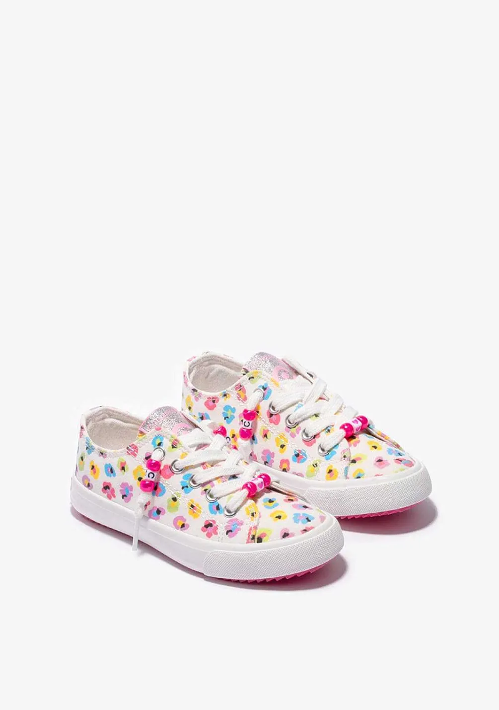 Tênis Casuais-Conguitos Tênis Branco De Lona Floral