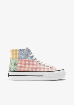 Tênis Casuais-Conguitos Tênis B&W Multi Patchwork Hi-Top