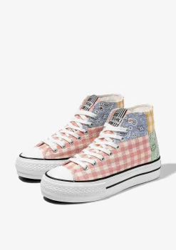 Tênis Casuais-Conguitos Tênis B&W Multi Patchwork Hi-Top