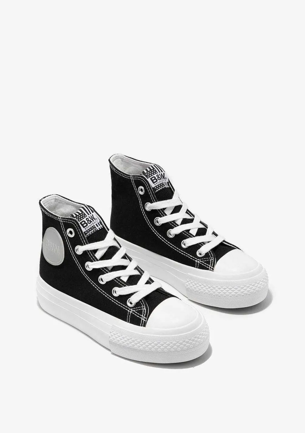 Tênis Casuais-Conguitos Tênis Cano Alto Com Plataforma De Lona Preto Preto