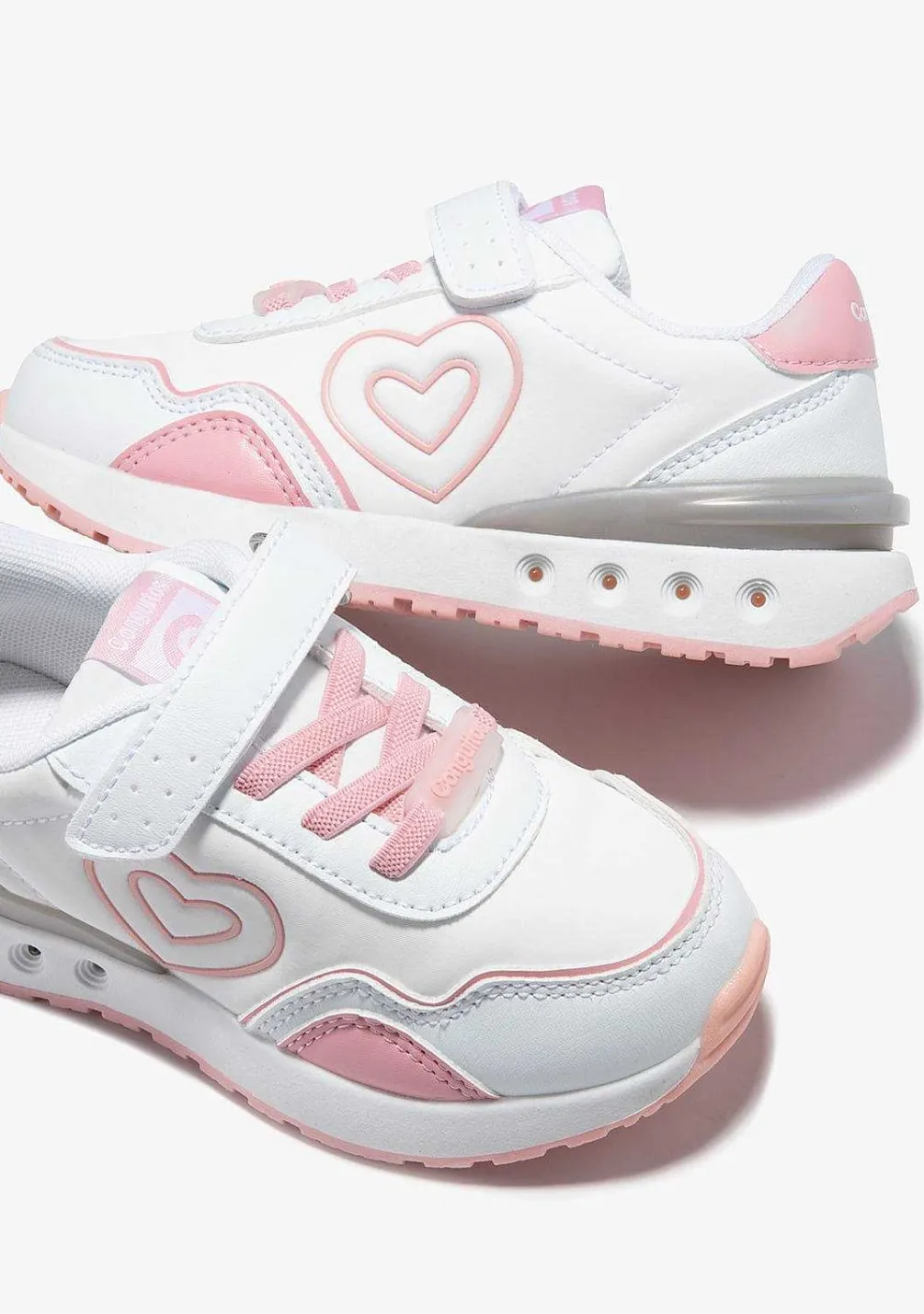 Sapatos De Menina-Conguitos Tênis Coracao Branco Com Luzes