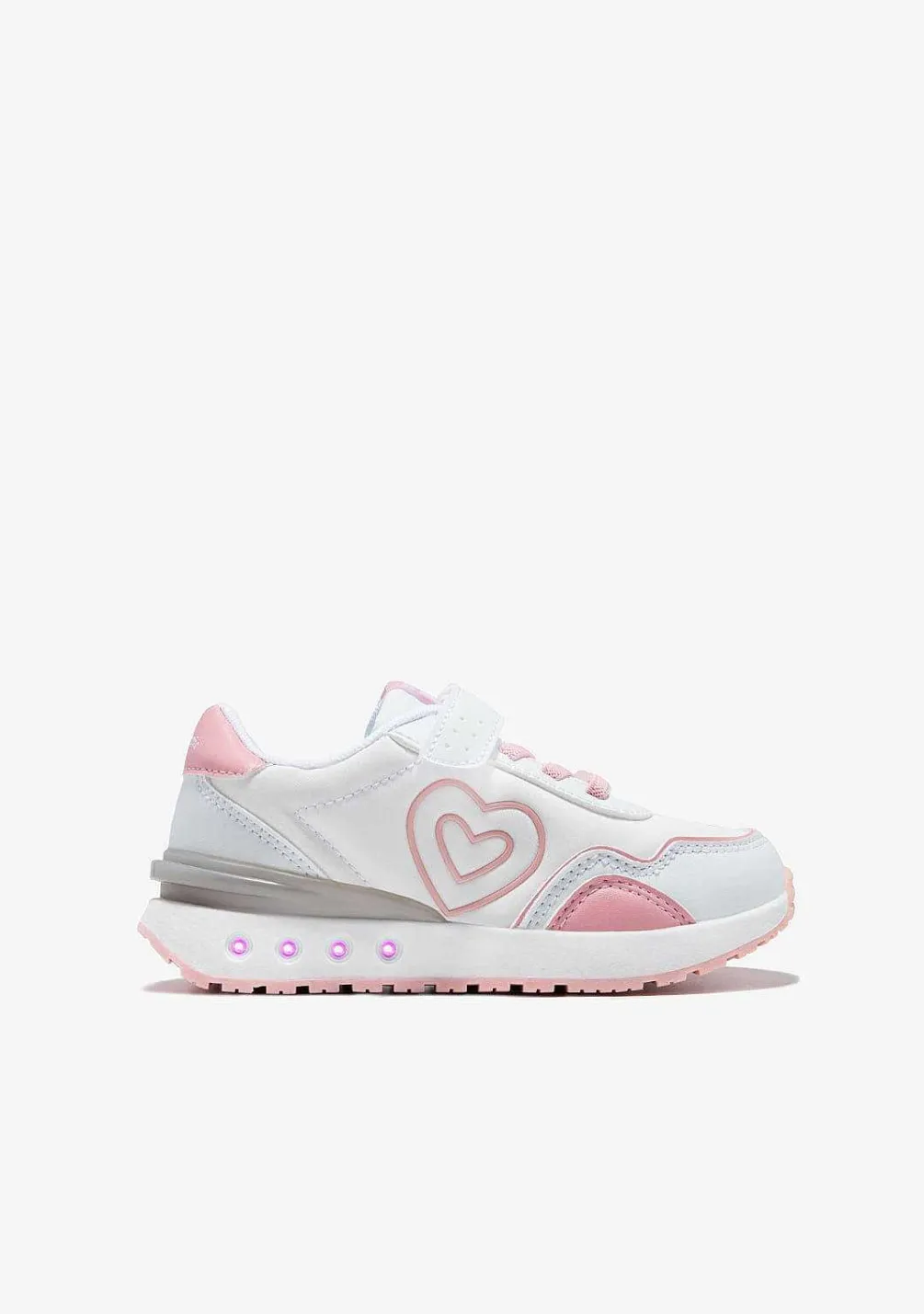 Sapatos De Menina-Conguitos Tênis Coracao Branco Com Luzes